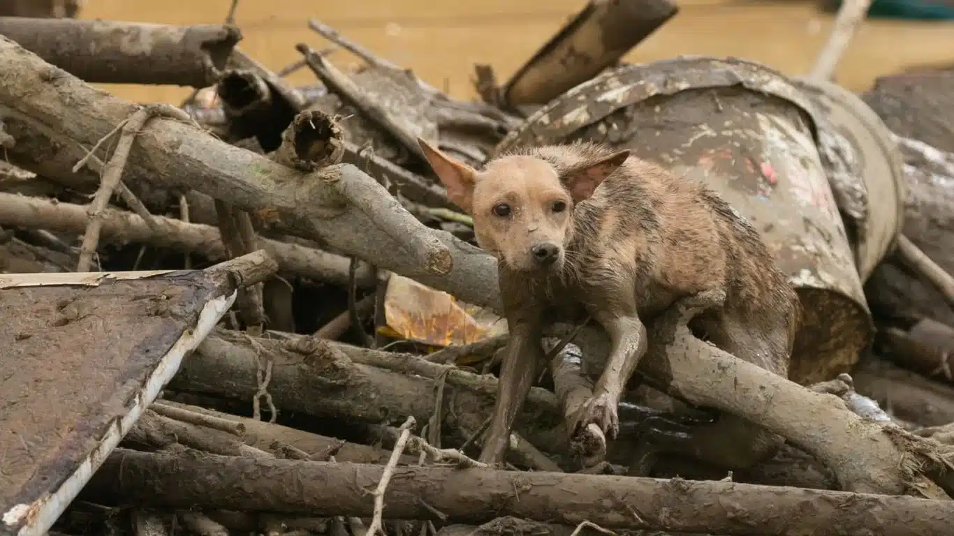 Banner Dog in rubble credit Eloisa Lopez